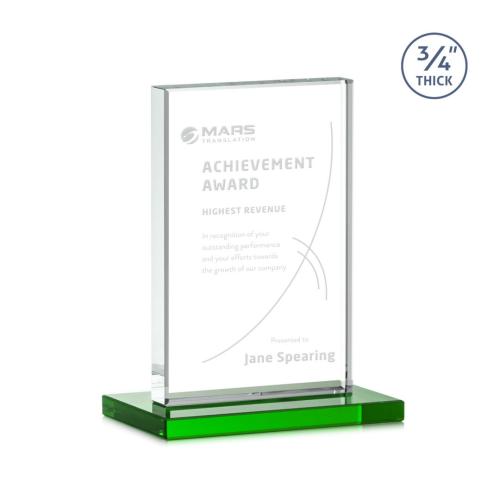 Awards and Trophies - Manhattan Green Rectangle Crystal Award