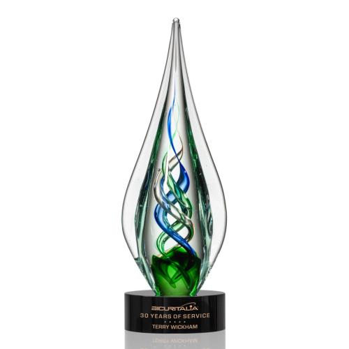 Awards and Trophies - Crystal Awards - Glass Awards - Art Glass Awards - Mulino Black  Glass Award