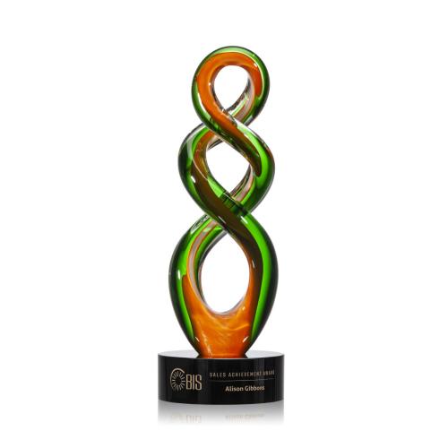 Awards and Trophies - Crystal Awards - Glass Awards - Art Glass Awards - Highlander Black Unique Glass Award