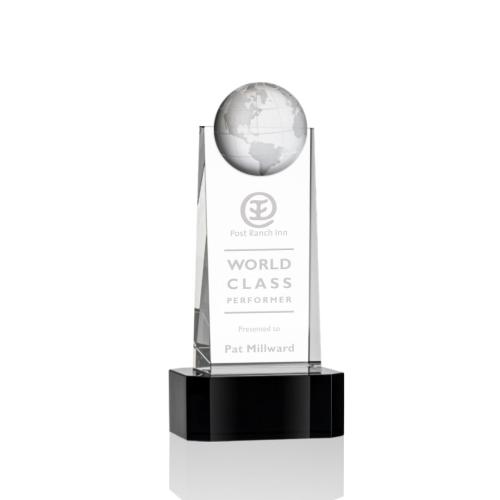 Awards and Trophies - Sherbourne Globe Black on Base Towers Crystal Award