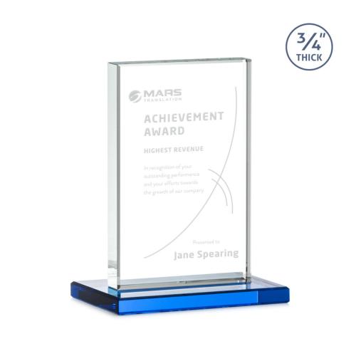 Awards and Trophies - Manhattan Sky Blue  Rectangle Crystal Award
