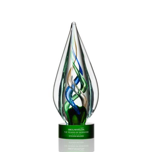 Awards and Trophies - Crystal Awards - Glass Awards - Art Glass Awards - Mulino Green  Glass Award