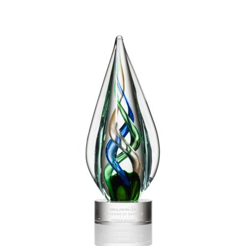 Awards and Trophies - Crystal Awards - Glass Awards - Art Glass Awards - Mulino Clear Tear Drop Glass Award