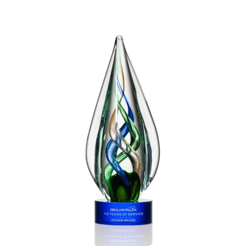 Awards and Trophies - Crystal Awards - Glass Awards - Art Glass Awards - Mulino Blue  Glass Award