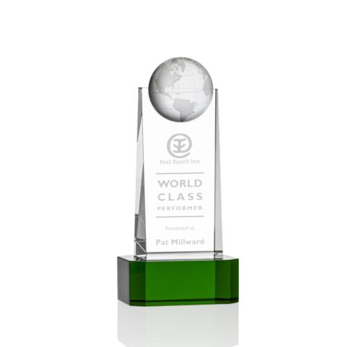 Awards and Trophies - Sherbourne Globe Green  on Base Towers Crystal Award