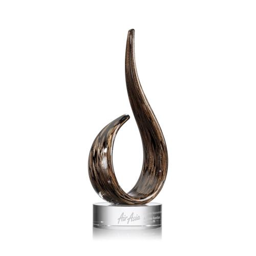 Awards and Trophies - Crystal Awards - Glass Awards - Art Glass Awards - Golden Blaze Clear Flame Glass Award