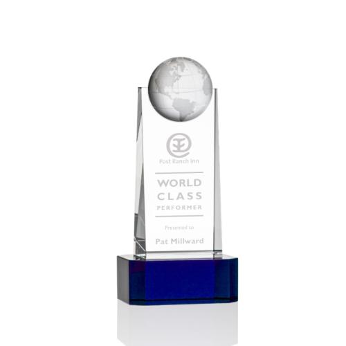 Awards and Trophies - Sherbourne Globe Blue on Base Towers Crystal Award