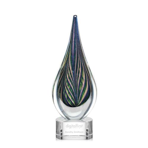 Awards and Trophies - Crystal Awards - Glass Awards - Art Glass Awards - Cobourg Tear Drop on Clear Base Glass Award
