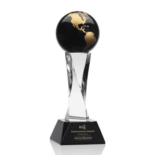 Awards and Trophies - Globe Awards - Langport Black Globe Crystal Award