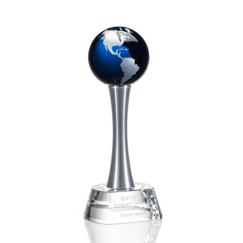 Awards and Trophies - Willshire Blue  Globe Crystal Award