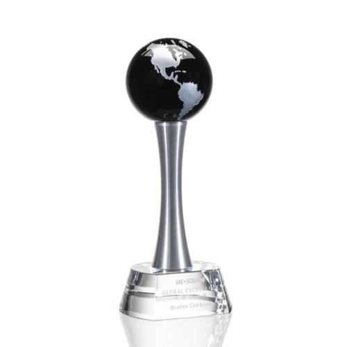 Awards and Trophies - Willshire Black Globe Crystal Award