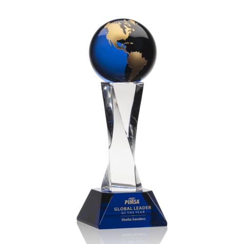 Awards and Trophies - Globe Awards - Langport Blue Globe Crystal Award