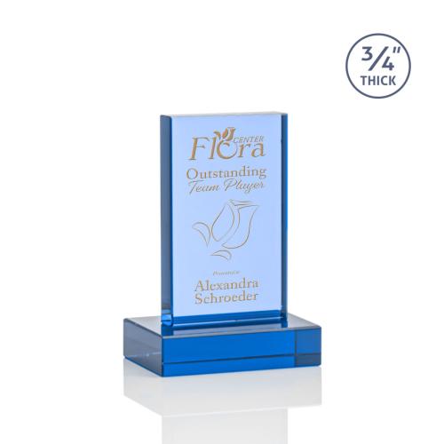 Awards and Trophies - Hathaway Sky Blue Rectangle Crystal Award
