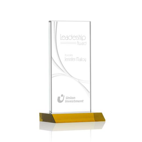 Awards and Trophies - Keane Liquid™ Amber Rectangle Crystal Award