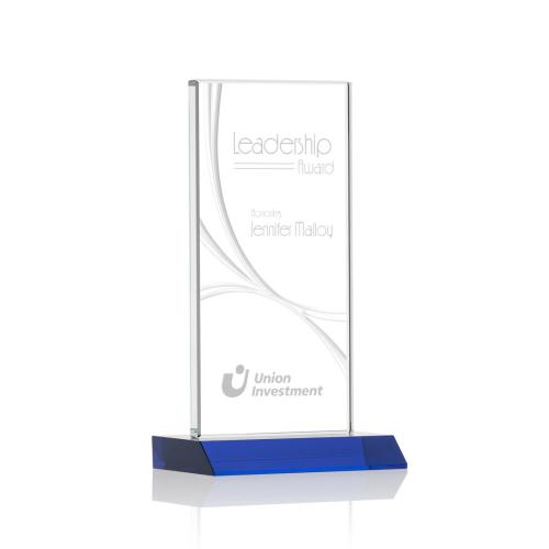 Awards and Trophies - Keane Liquid™ Blue Rectangle Crystal Award