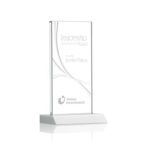 Awards and Trophies - Keane Liquid™ White  Rectangle Crystal Award