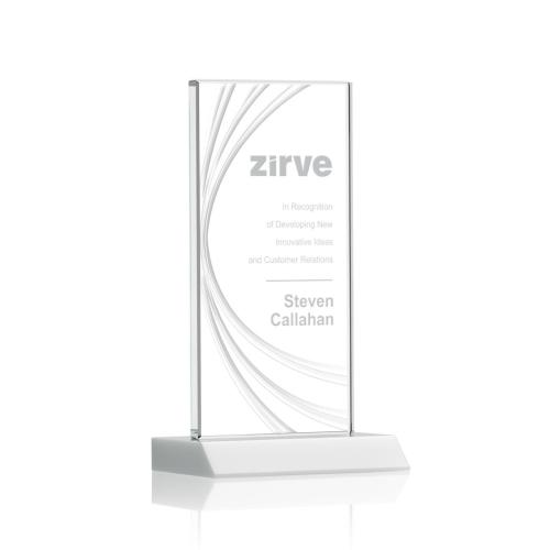 Awards and Trophies - Hawkins Liquid™ White  Rectangle Crystal Award