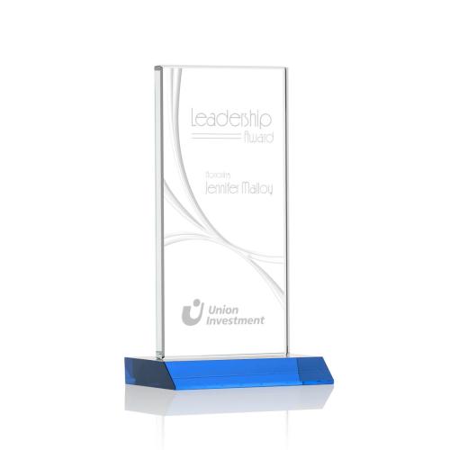 Awards and Trophies - Keane Liquid™ Sky Blue Rectangle Crystal Award