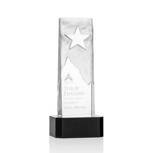 Awards and Trophies - Stapleton Star Black on Base Rectangle Crystal Award