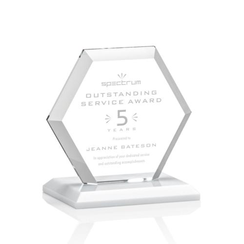 Awards and Trophies - Barnett White Polygon Crystal Award