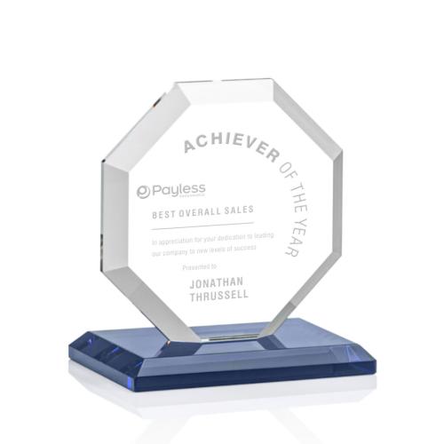Awards and Trophies - Leyland Blue Polygon Crystal Award