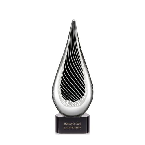 Awards and Trophies - Crystal Awards - Glass Awards - Art Glass Awards - Constanza Black Tear Drop Glass Award