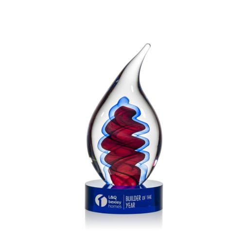 Awards and Trophies - Crystal Awards - Glass Awards - Art Glass Awards - Trilogy Blue Flame Glass Award