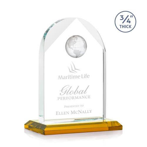 Awards and Trophies - Blake Amber Globe Crystal Award