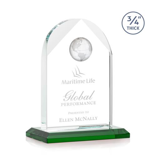 Awards and Trophies - Blake Green Globe Crystal Award