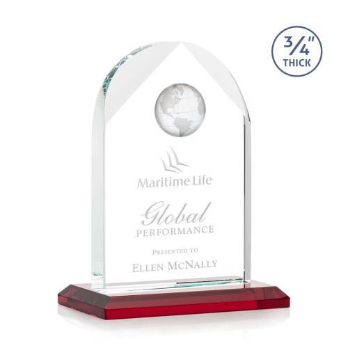 Awards and Trophies - Blake Red Globe Crystal Award