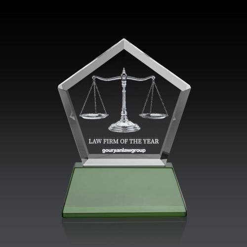 Awards and Trophies - Crystal Awards - 3D Crystal Awards - Genosee on Base (3D) - Green