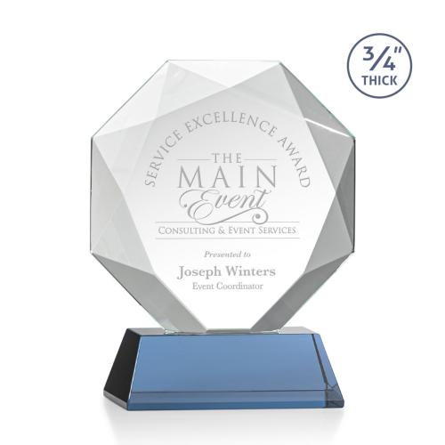 Awards and Trophies - Bradford Sky Blue on Newhaven Polygon Crystal Award
