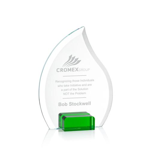 Awards and Trophies - Romy Green Flame Crystal Award