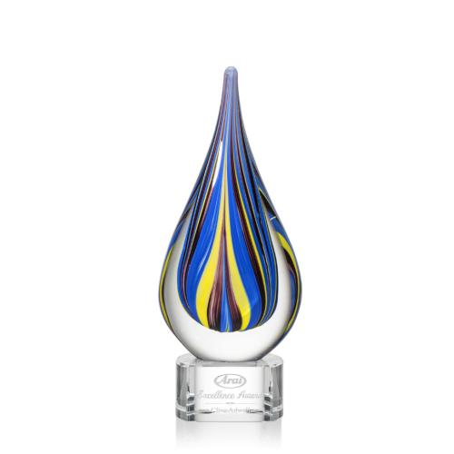 Awards and Trophies - Crystal Awards - Glass Awards - Art Glass Awards - Calabria Clear Tear Drop Glass Award