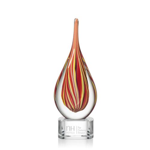 Awards and Trophies - Crystal Awards - Glass Awards - Art Glass Awards - Barletta Tear Drop on Clear Base Glass Award