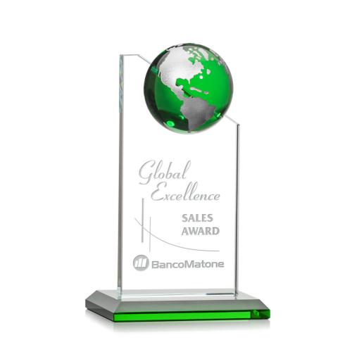 Awards and Trophies - Arden Green/Silver Globe Crystal Award