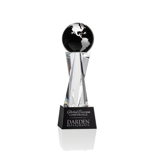 Awards and Trophies - Havant Black/Silver Globe Crystal Award