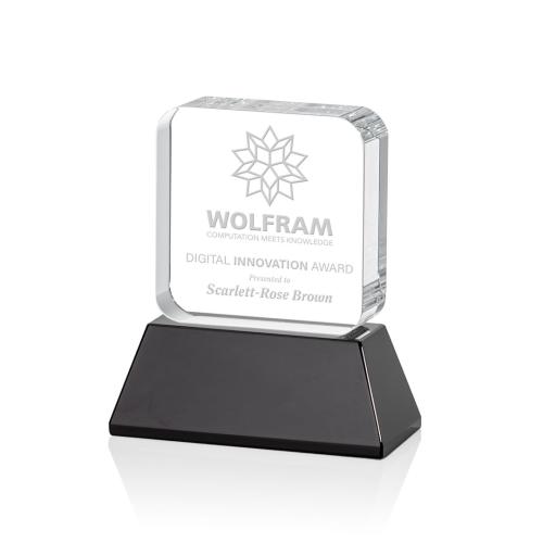 Awards and Trophies - Flamborough Black on Base Square / Cube Crystal Award