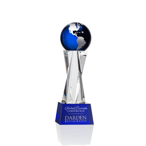 Awards and Trophies - Havant Blue/Silver Globe Crystal Award
