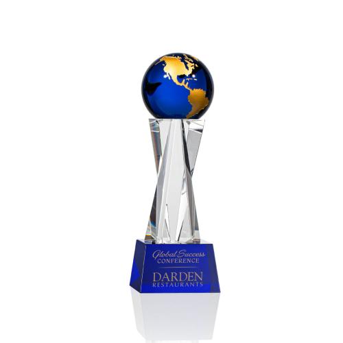 Awards and Trophies - Havant Blue/Gold Globe Crystal Award
