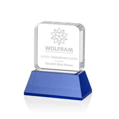 Awards and Trophies - Flamborough Blue on Base Square / Cube Crystal Award