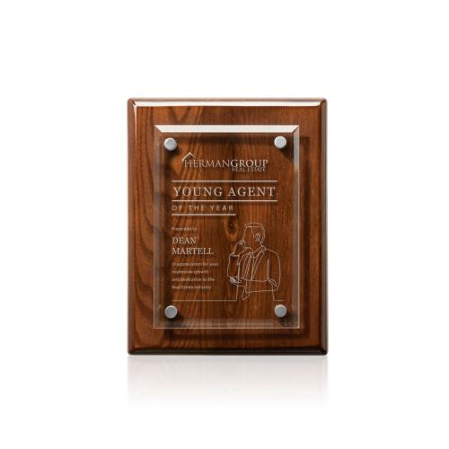 Awards and Trophies - Plaque Awards - Caledon Plaque - Walnut/Silver