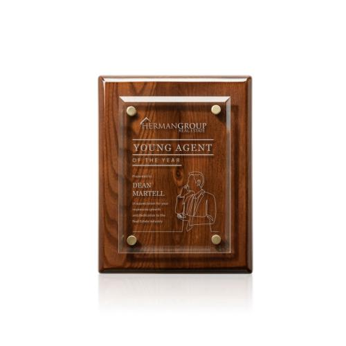 Awards and Trophies - Plaque Awards - Caledon Plaque - Walnut/Gold