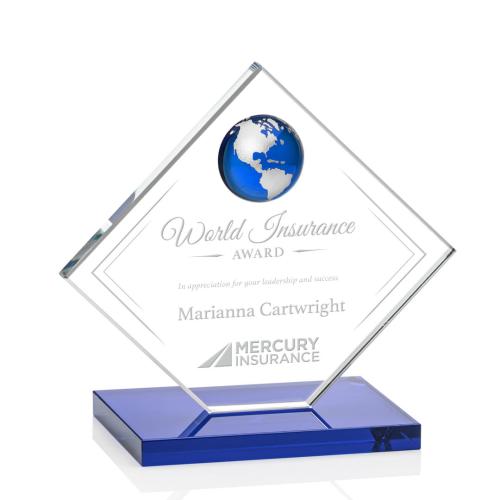 Awards and Trophies - Ferrand Blue/Silver Globe Crystal Award
