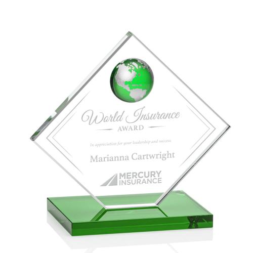 Awards and Trophies - Ferrand Green/Silver Globe Crystal Award