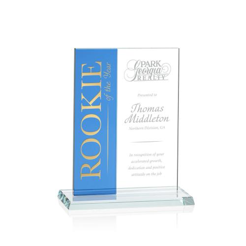 Awards and Trophies - Composite Vertical Blue Rectangle Crystal Award