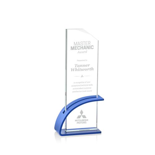 Awards and Trophies - Barton Blue Rectangle Crystal Award