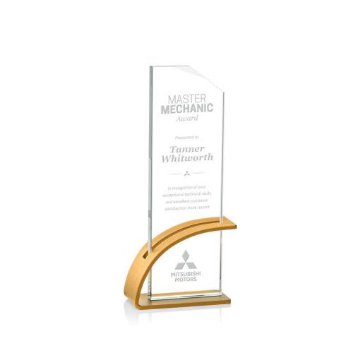 Awards and Trophies - Barton Gold Rectangle Crystal Award