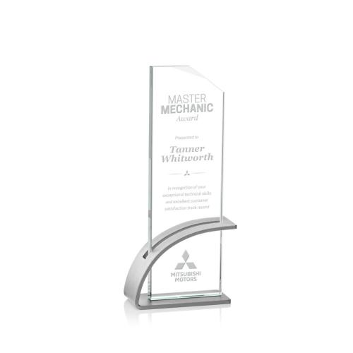 Awards and Trophies - Barton Silver Rectangle Crystal Award