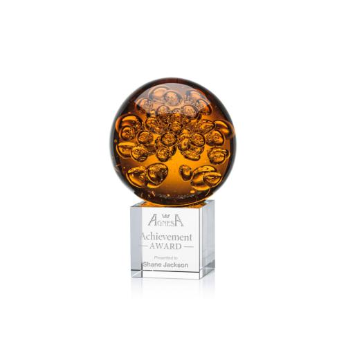 Awards and Trophies - Crystal Awards - Glass Awards - Art Glass Awards - Avery Globe on Granby Base Glass Award